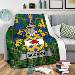 Scottish McCann Coat of Arms Family Crest Ireland Blanket Irish National Tartan Irish County Blanket