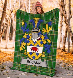 Scottish McCann Coat of Arms Family Crest Ireland Blanket Irish National Tartan Irish County Blanket