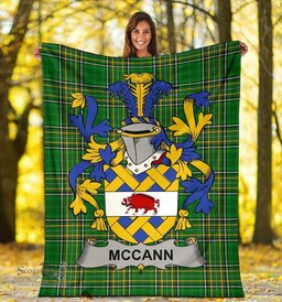 Scottish McCann Coat of Arms Family Crest Ireland Blanket Irish National Tartan Irish County Blanket