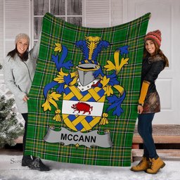 Scottish McCann Coat of Arms Family Crest Ireland Blanket Irish National Tartan Irish County Blanket
