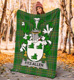 Scottish Fitz-Allen Coat of Arms Family Crest Ireland Blanket Irish National Tartan Irish County Blanket