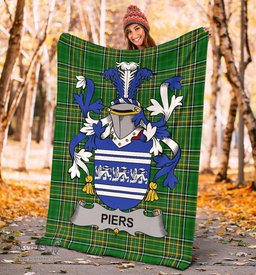 Scottish Piers Coat of Arms Family Crest Ireland Blanket Irish National Tartan Irish County Blanket