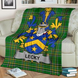 Scottish Lecky or Lackey Coat of Arms Family Crest Ireland Blanket Irish National Tartan Irish County Blanket