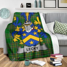 Scottish Lecky or Lackey Coat of Arms Family Crest Ireland Blanket Irish National Tartan Irish County Blanket