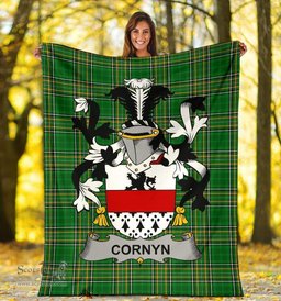 Scottish Cornyn or O'Cornyn Coat of Arms Family Crest Ireland Blanket Irish National Tartan Irish County Blanket