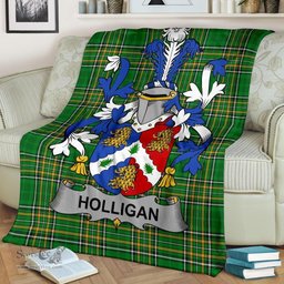 Scottish Holligan or O'Halligan Coat of Arms Family Crest Ireland Blanket Irish National Tartan Irish County Blanket