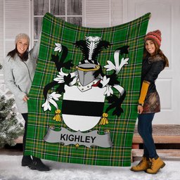Scottish Kighley Coat of Arms Family Crest Ireland Blanket Irish National Tartan Irish County Blanket