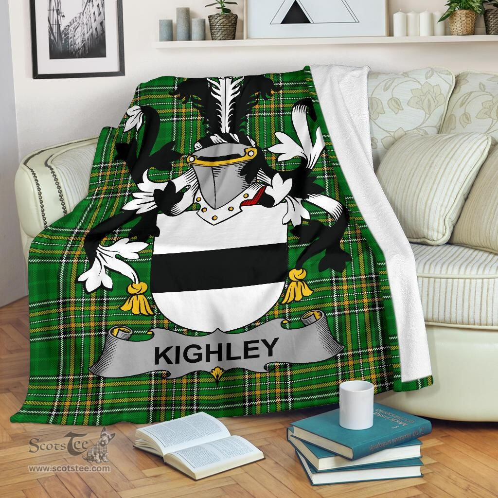 Scottish Kighley Coat of Arms Family Crest Ireland Blanket Irish National Tartan Irish County Blanket