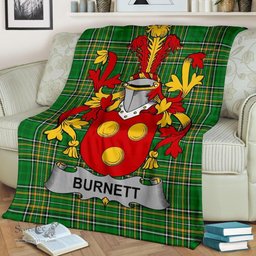 Scottish Burnett Coat of Arms Family Crest Ireland Blanket Irish National Tartan Irish County Blanket