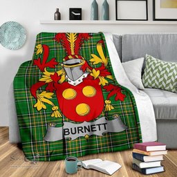 Scottish Burnett Coat of Arms Family Crest Ireland Blanket Irish National Tartan Irish County Blanket