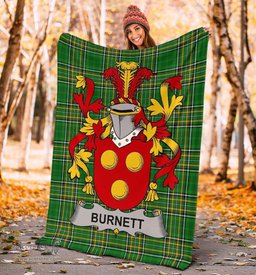 Scottish Burnett Coat of Arms Family Crest Ireland Blanket Irish National Tartan Irish County Blanket
