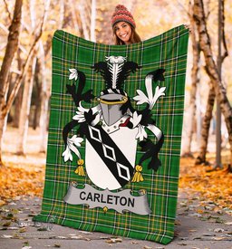 Scottish Carleton Coat of Arms Family Crest Ireland Blanket Irish National Tartan Irish County Blanket