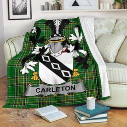 Scottish Carleton Coat of Arms Family Crest Ireland Blanket Irish National Tartan Irish County Blanket
