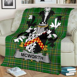 Scottish McWorth or MacWorth Coat of Arms Family Crest Ireland Blanket Irish National Tartan Irish County Blanket