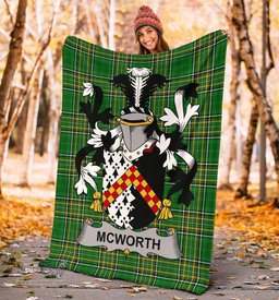 Scottish McWorth or MacWorth Coat of Arms Family Crest Ireland Blanket Irish National Tartan Irish County Blanket