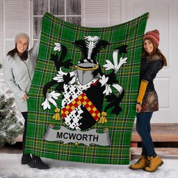 Scottish McWorth or MacWorth Coat of Arms Family Crest Ireland Blanket Irish National Tartan Irish County Blanket