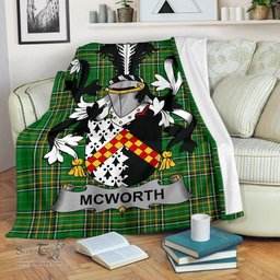 Scottish McWorth or MacWorth Coat of Arms Family Crest Ireland Blanket Irish National Tartan Irish County Blanket