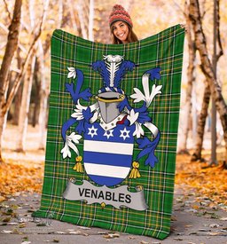 Scottish Venables Coat of Arms Family Crest Ireland Blanket Irish National Tartan Irish County Blanket
