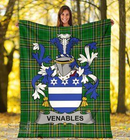 Scottish Venables Coat of Arms Family Crest Ireland Blanket Irish National Tartan Irish County Blanket