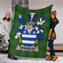 Scottish Venables Coat of Arms Family Crest Ireland Blanket Irish National Tartan Irish County Blanket