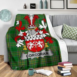 Scottish Corcoran or McCorcoran Coat of Arms Family Crest Ireland Blanket Irish National Tartan Irish County Blanket