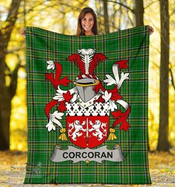 Scottish Corcoran or McCorcoran Coat of Arms Family Crest Ireland Blanket Irish National Tartan Irish County Blanket