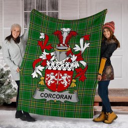 Scottish Corcoran or McCorcoran Coat of Arms Family Crest Ireland Blanket Irish National Tartan Irish County Blanket