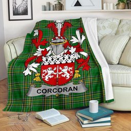 Scottish Corcoran or McCorcoran Coat of Arms Family Crest Ireland Blanket Irish National Tartan Irish County Blanket