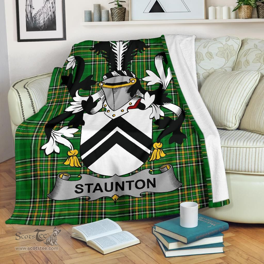 Scottish Staunton Coat of Arms Family Crest Ireland Blanket Irish National Tartan Irish County Blanket