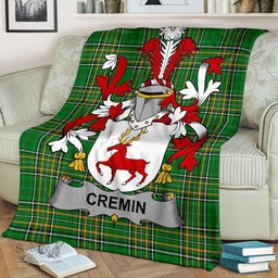 Scottish Cremin or O'Cremin Coat of Arms Family Crest Ireland Blanket Irish National Tartan Irish County Blanket