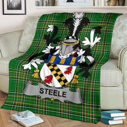 Scottish Steele Coat of Arms Family Crest Ireland Blanket Irish National Tartan Irish County Blanket
