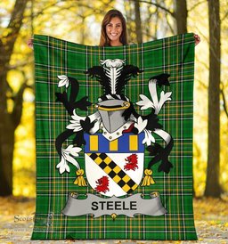 Scottish Steele Coat of Arms Family Crest Ireland Blanket Irish National Tartan Irish County Blanket
