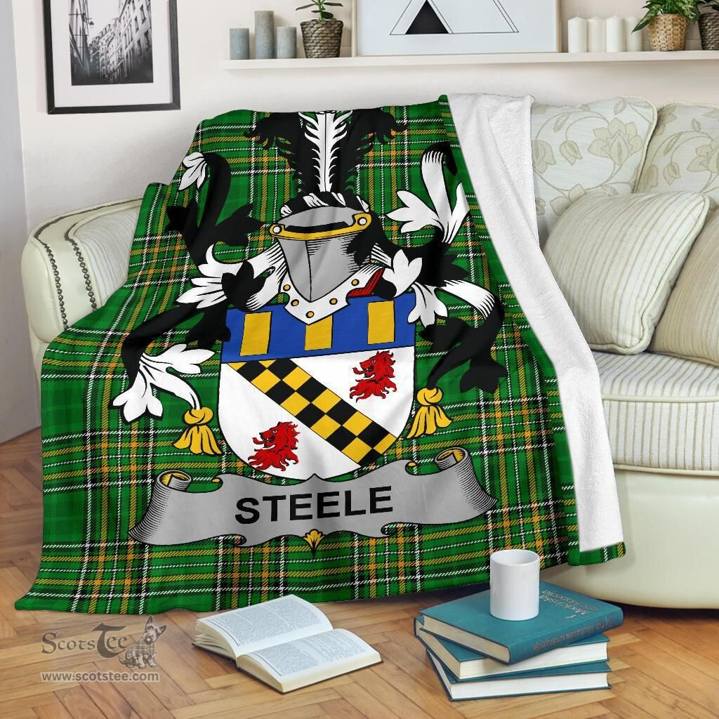 Scottish Steele Coat of Arms Family Crest Ireland Blanket Irish National Tartan Irish County Blanket