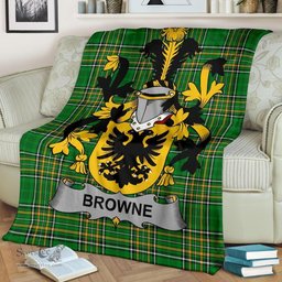 Scottish Browne Coat of Arms Family Crest Ireland Blanket Irish National Tartan Irish County Blanket