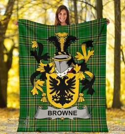 Scottish Browne Coat of Arms Family Crest Ireland Blanket Irish National Tartan Irish County Blanket