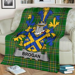 Scottish Brogan or O'Brogan Coat of Arms Family Crest Ireland Blanket Irish National Tartan Irish County Blanket