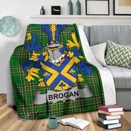 Scottish Brogan or O'Brogan Coat of Arms Family Crest Ireland Blanket Irish National Tartan Irish County Blanket