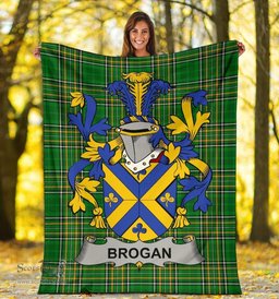 Scottish Brogan or O'Brogan Coat of Arms Family Crest Ireland Blanket Irish National Tartan Irish County Blanket