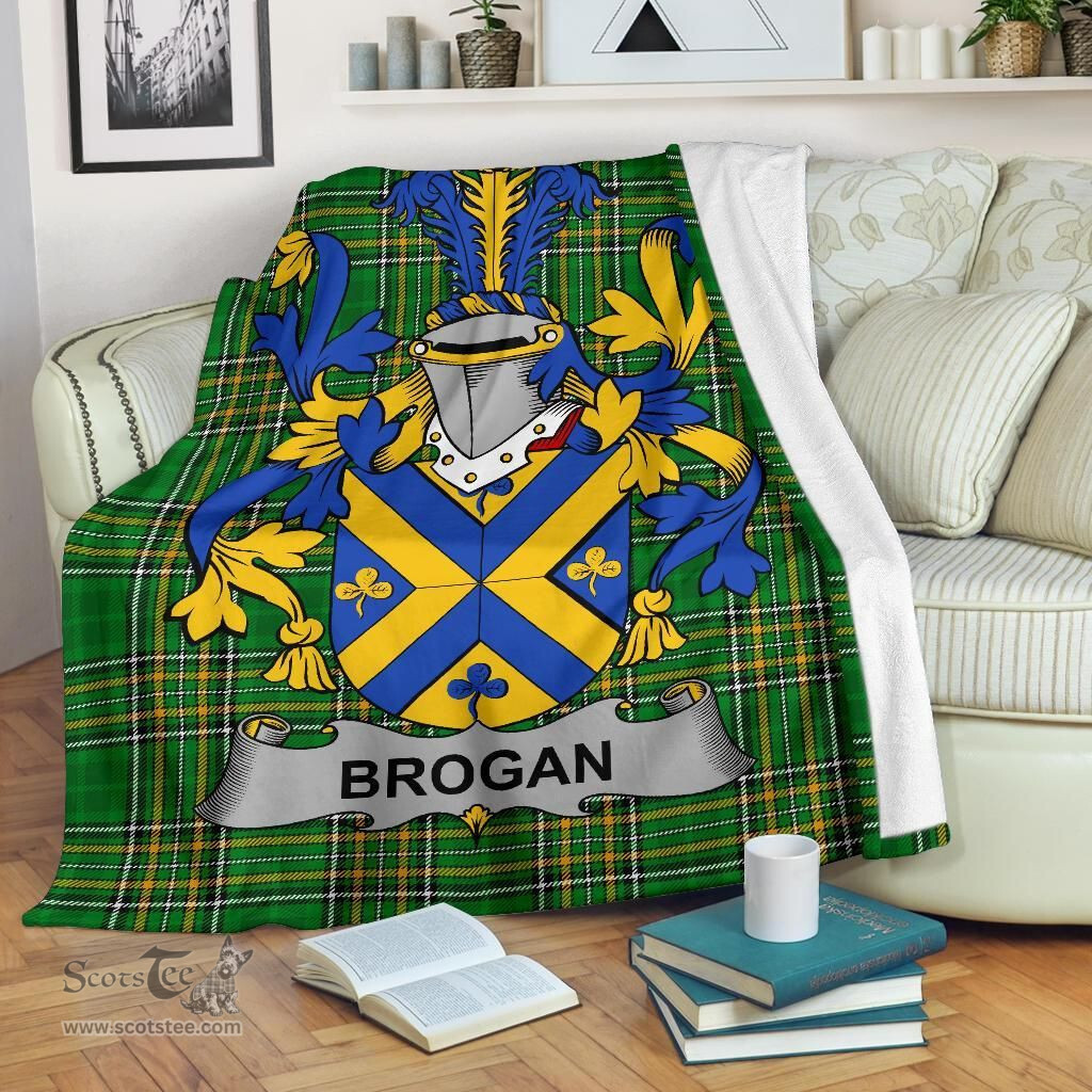 Scottish Brogan or O'Brogan Coat of Arms Family Crest Ireland Blanket Irish National Tartan Irish County Blanket