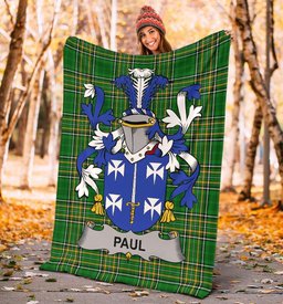 Scottish Paul Coat of Arms Family Crest Ireland Blanket Irish National Tartan Irish County Blanket