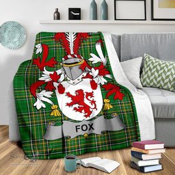 Scottish Fox Coat of Arms Family Crest Ireland Blanket Irish National Tartan Irish County Blanket