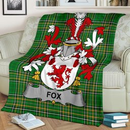 Scottish Fox Coat of Arms Family Crest Ireland Blanket Irish National Tartan Irish County Blanket