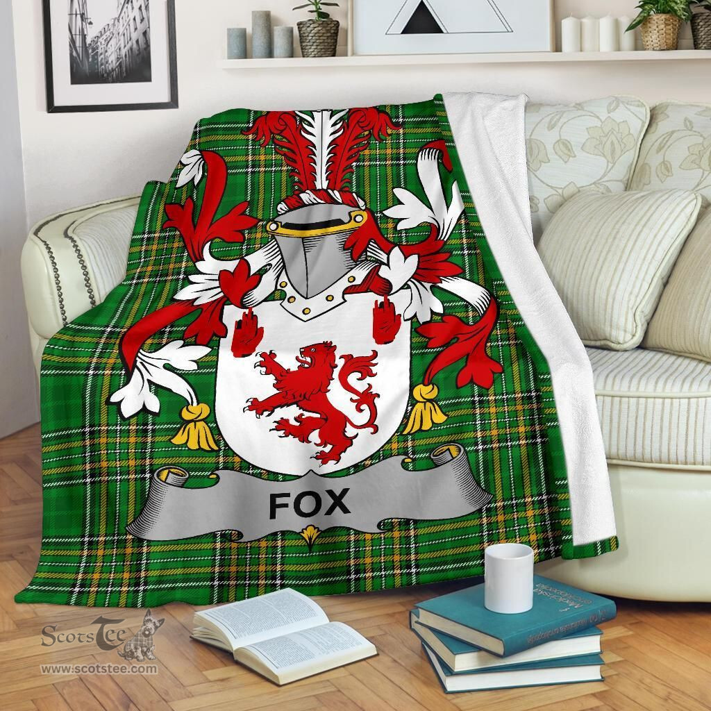 Scottish Fox Coat of Arms Family Crest Ireland Blanket Irish National Tartan Irish County Blanket