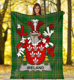 Scottish Ireland Coat of Arms Family Crest Ireland Blanket Irish National Tartan Irish County Blanket