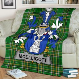 Scottish McElligott Coat of Arms Family Crest Ireland Blanket Irish National Tartan Irish County Blanket