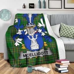 Scottish McElligott Coat of Arms Family Crest Ireland Blanket Irish National Tartan Irish County Blanket