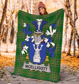 Scottish McElligott Coat of Arms Family Crest Ireland Blanket Irish National Tartan Irish County Blanket