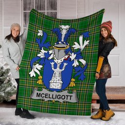 Scottish McElligott Coat of Arms Family Crest Ireland Blanket Irish National Tartan Irish County Blanket