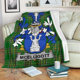 Scottish McElligott Coat of Arms Family Crest Ireland Blanket Irish National Tartan Irish County Blanket