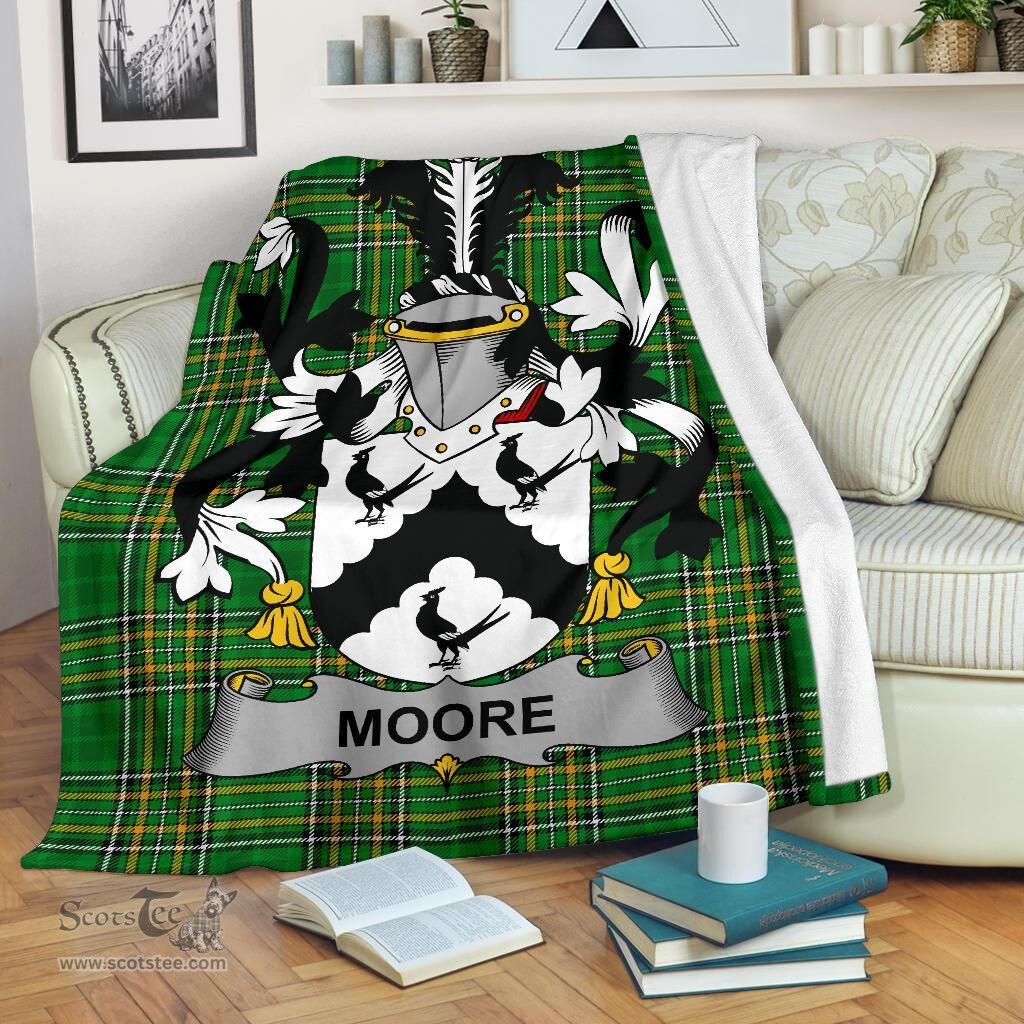 Scottish Moore Coat of Arms Family Crest Ireland Blanket Irish National Tartan Irish County Blanket